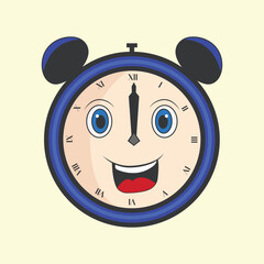 Mr. Blue Clock with a Big Smile