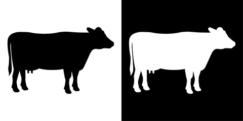 ofvs767 OutlineFilledVectorSign ofvs - cow vector icon . silhouette . isolated transparent . black outline and filled version . AI 10 / EPS / PNG . g12113