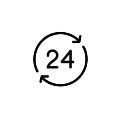 24 hours day icon vector silhouette