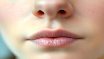 Naklejka premium Close-Up of Smooth Face Highlighting Nose and Lips with Soft Focus
