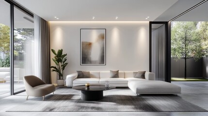 Modern Living Room Design with Minimalist Decor and Outdoor View