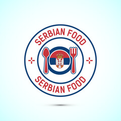 Serbian food icon badge with flag, suitable for restaurant business