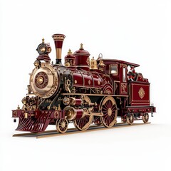 Obraz premium A vintage steam locomotive with intricate details and a polished finish, showcasing the beauty of classic train design.