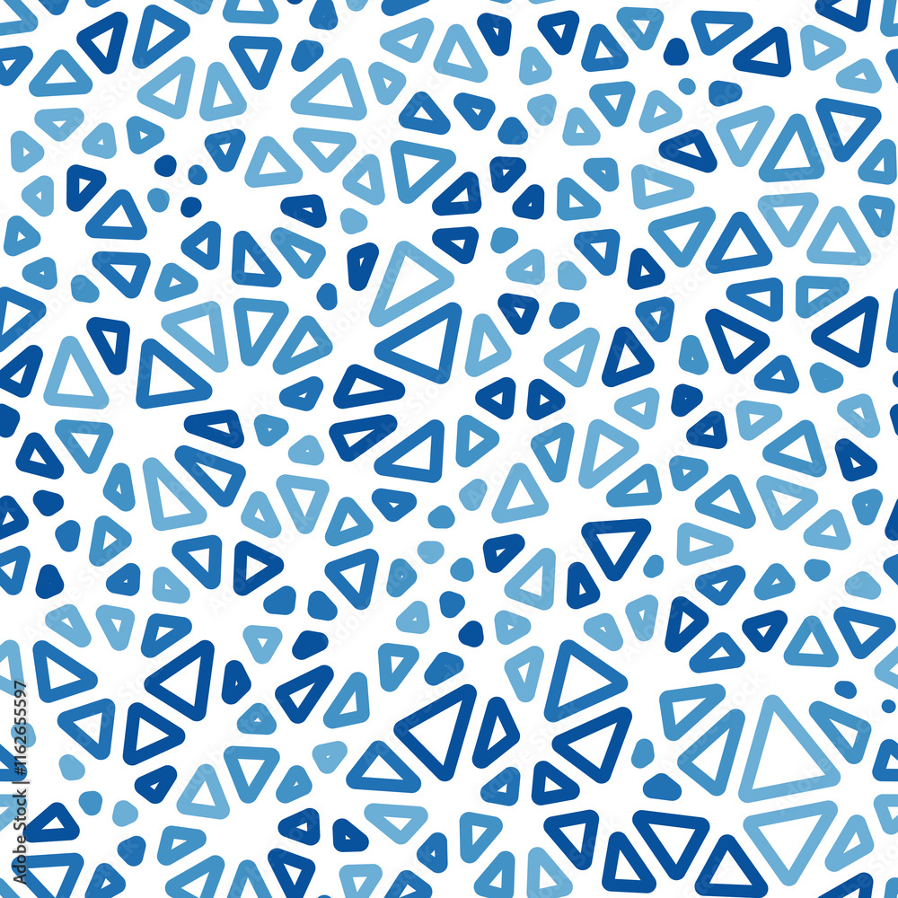 Poster abstract template background featuring small, rounded triangles in a mono-tone style with a blue gra