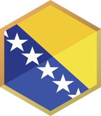 Bosnia flag in hexagon shape icon