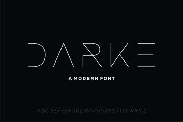 Futuristic style alphabet. Thin segment line font, minimalist type for modern futuristic logo, elegant monogram, digital device and hud graphic. Minimal style letters, vector typography design.
