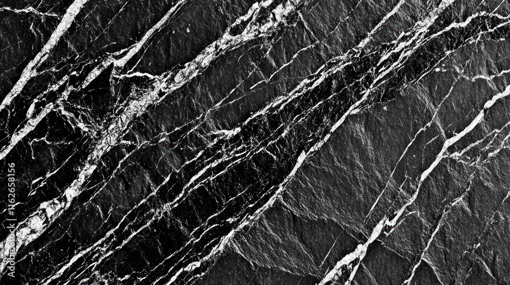 Poster a close-up of a black marble surface with white veining patterns.