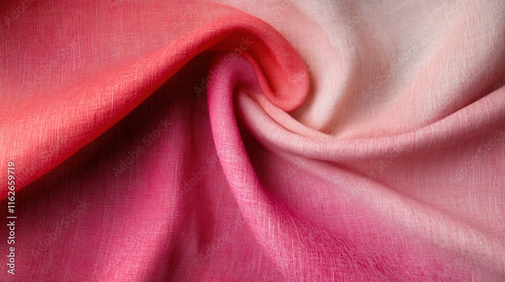 Aufkleber a close-up of a fabric with a gradient from light pink to deep pink, showcasing texture.