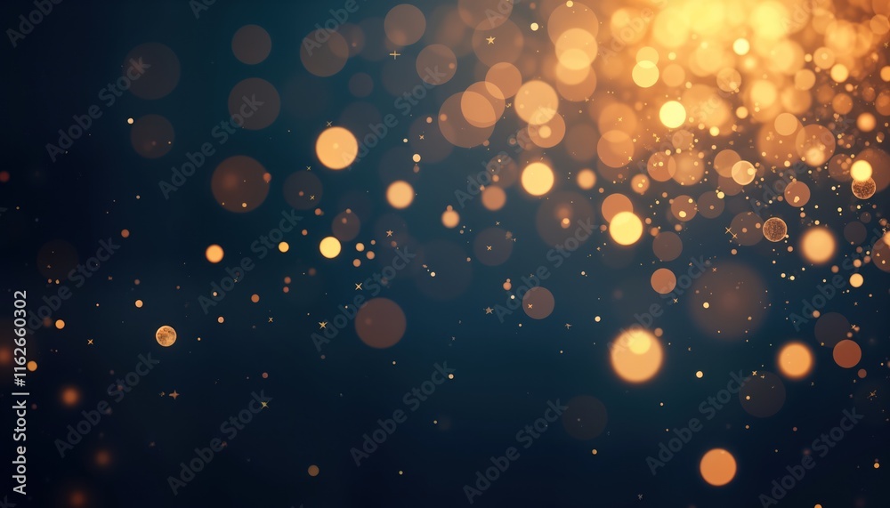 Aufkleber abstract background displays golden light particles, stars on navy blue backdrop. sparkling, shimmer