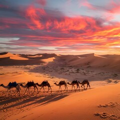 camels in the desert