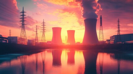 AI nuclear energy background, future innovation of disruptive technology