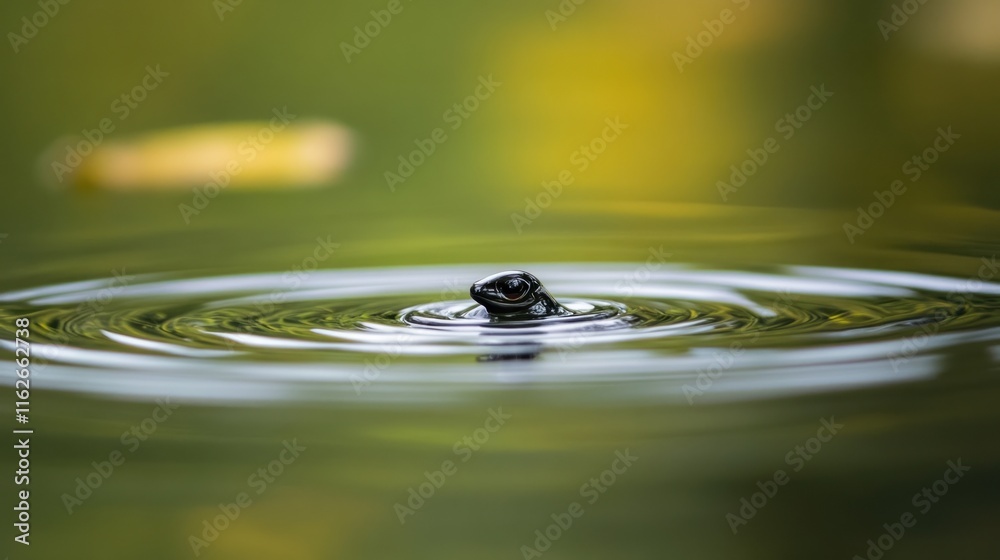 Aufkleber a close-up of a water droplet creating ripples in a serene environment.