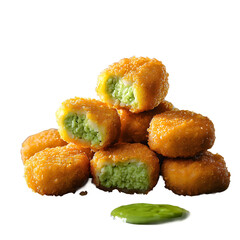 Matcha-Grne Chicken McNuggets fotorealistischer isolated on transparent background
