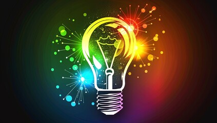 A vibrant lightbulb bursts with colorful energy, symbolizing creativity and innovation. A perfect image for your next project!