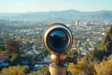 Naklejka premium Viewfinder with urban valley background.
