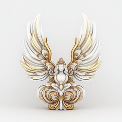 Fototapeta premium Elegant decorative design featuring intricate wings and a central figure, perfect for artistic and creative projects.