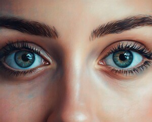 Naklejka premium Joyful eyes closeup artistic photography emotional depth calm environment engaging viewpoint human connection