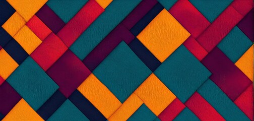 Abstract seamless pattern with stripes forming squares is repeating on a textured background