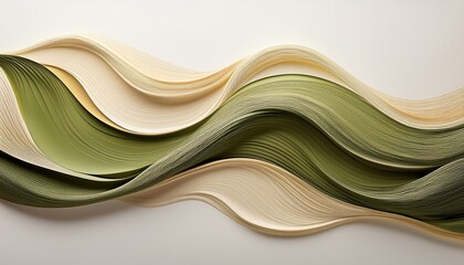 Abstract art: Swirling cream and olive green paper waves.
