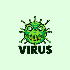 Virus cartoon mascot character logo design