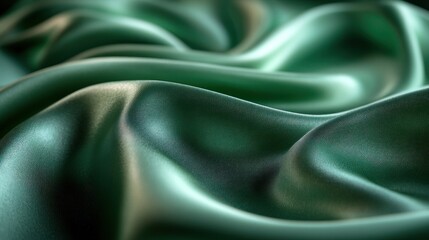 Obraz premium A close-up of smooth, flowing green fabric, showcasing texture and sheen.