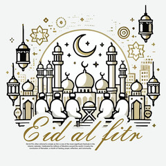 Eid-Al-Fitr Mubarak greeting social media post banner template
