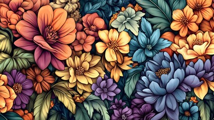 Fototapeta premium Vivid Colorful Floral Arrangement Botanical Artwork