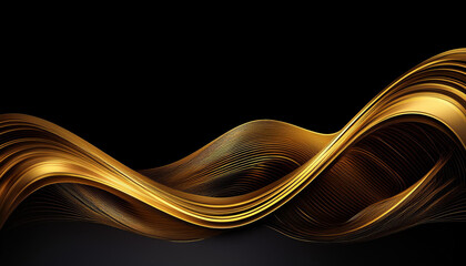 Obraz premium Luxury gold wave illustration background on black background. Premium design for wallpaper