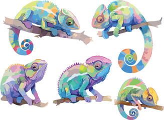 chameleon watercolor clipart © dian's