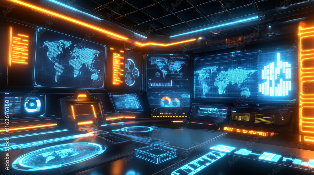Poster futuristic hud interface, game ui vector graphic elements. hologram screens of future technology das