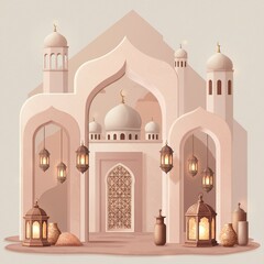3d mosque Ramadan Kareem Islamic banner