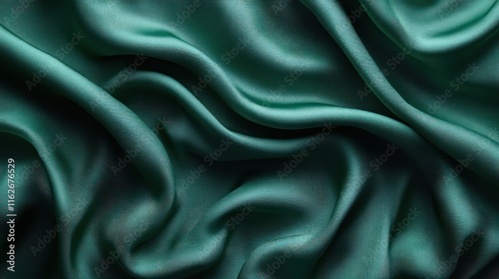 Aufkleber a close-up view of flowing teal fabric, showcasing its smooth texture and elegant drapes.