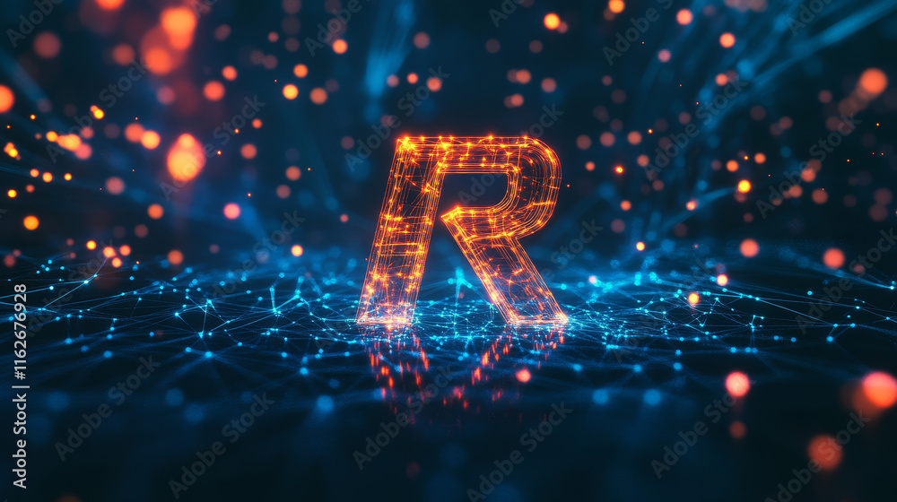 Fototapete set of alphabet symbols and elements of letter r, such a logo. rasterized version also available in 