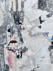 Torn and ripped and street poster background, weathered old paper collage backdrop