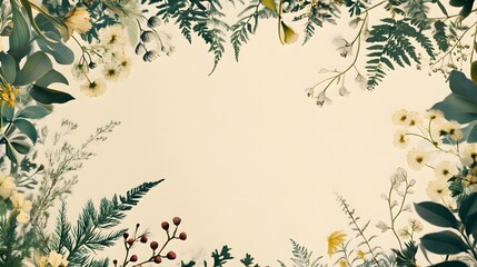 Delicate floral frame surrounding a creamy background