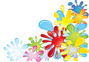 A lively collection of colorful paint splashes