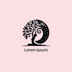 a yoga logo with a tree and a person doing yoga