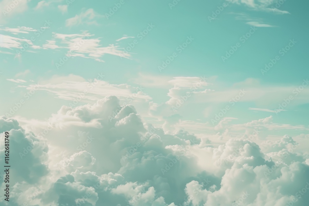 Wall mural soft smooth white clouds with pastel color of sky.for abstract background