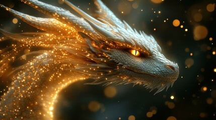 Mystical dragon legends eyes piercing through darkness