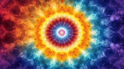 Vibrant, fiery mandala with colorful smoke.