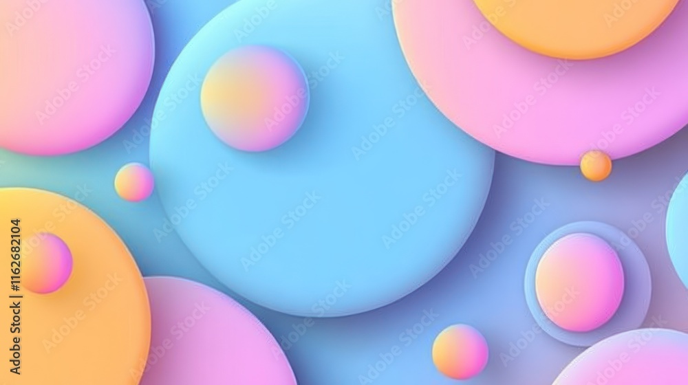 Poster a colorful abstract design featuring soft, rounded shapes in pastel hues.