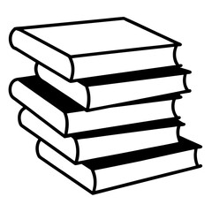 Minimalist Stacked Books Line Art Vector Design