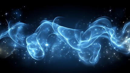 Celestial Blue Swirls and Sparkling Starscape