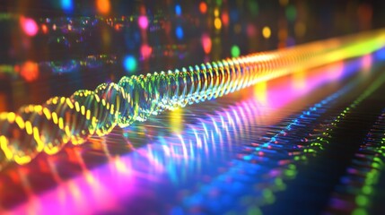 A colorful abstract representation of light waves and reflections.