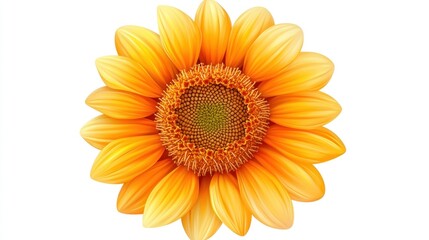 A vibrant sunflower with golden petals and a textured center.