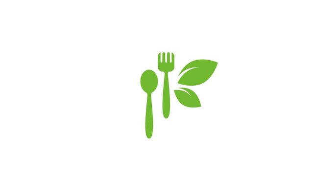 animated video icon food, spoon, fork, bowl, animation repeating motion