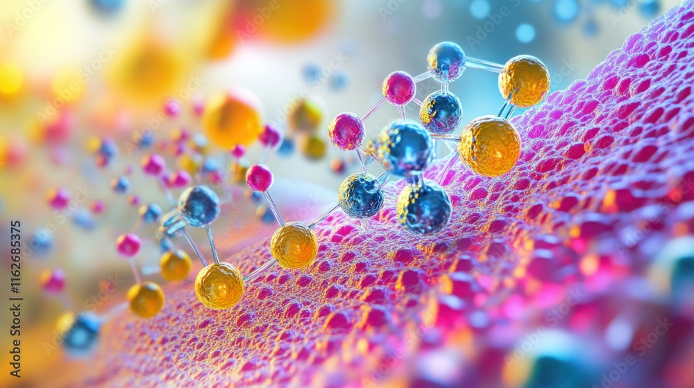 Aufkleber a colorful molecular structure illustrating scientific concepts in chemistry and materials science.
