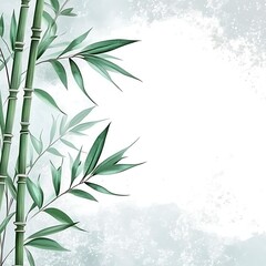Serene Bamboo Stalks and Lush Green Leaves