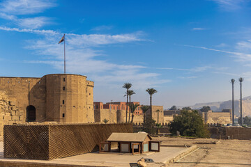 The outer walls of the Saladin Citadel in Cairo, Egypt