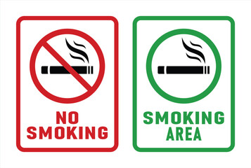 Smoking and Smoking Area Signs for Public and Private Spaces